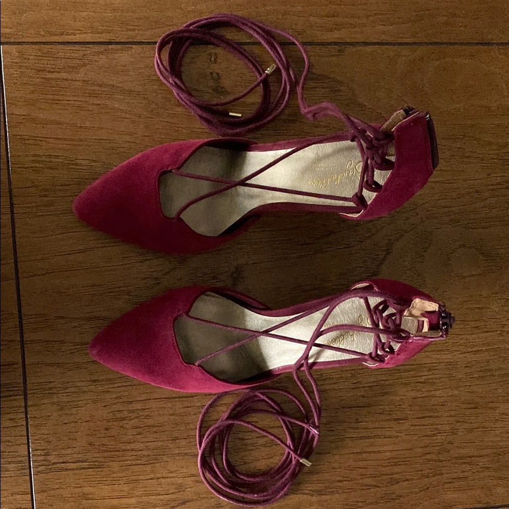 Seychelles Maroon Lace-Up Heels